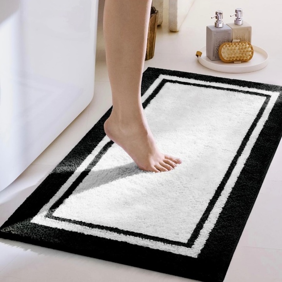 Other - Microfiber Bathroom Rug Non Slip Washable - Black Trim